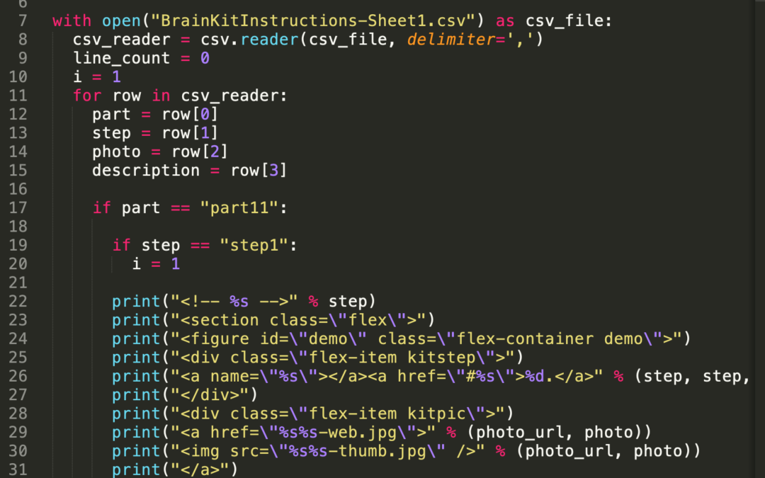 Kit Log #029: Brain kit csv to tables